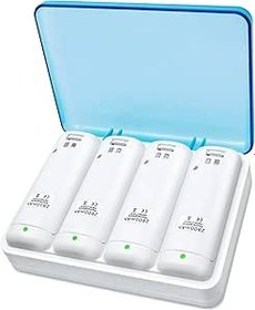 Resim TechKen Wii Akü Şarj Cihazı Seti, Wii Uzaktan Kumanda Şarj İstasyonu Yerleştirme İstasyonu Wii Charger 4 Pil ile Şarj Edilebilir 