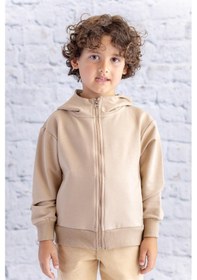 Resim Zeyland Unisex Çocuk Basic Kapüşonlu Ceket - Bej Bej 
