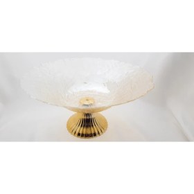 Resim Be Beauty Şeffaf Gold Renk Ayaklı Cam Yuvarlak Gondol Meyvelik 30 cm 