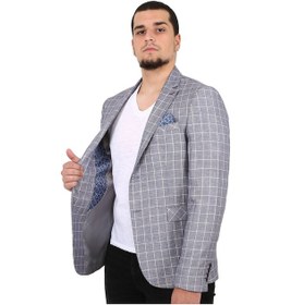 Resim Sposo 5137 Dar Kalıp Kareli Gri Erkek Blazer Ceket Gri 