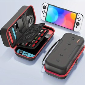 Resim Nintendo Switch için Çok Fonksiyonlu Su Geçirmez Koruyucu Kılıf, OLED Uyumlu - Oyun Kartuşu Tutuculu ve Şarj Organizatörü ile EVA Saklama Çantası, Nintendo Switch için Saklama Çantası 