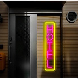 Resim Hotel Yazılı Neon Tabela Pembe 