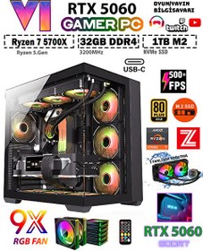 Resim Zeiron GTA-VI X32 Black Ryzen 7 5700X 32GB RAM 1TB M.2 NVMe SSD 8GB GDDR7 RTX5060 Premium Masaüstü Bilgisayar 