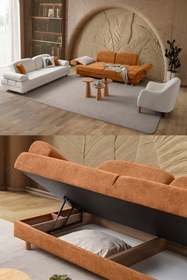 Resim Eymense Aries Yataklı Sandıklı Koltuk Takımı 3+3+1 Turuncu 