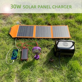 Resim EcoPower 30W Taşınabilir Katlanabilir Güneş Paneli Şarj Cihazı, Çift USB ve DC Çıkışları, Yüksek Verimli Tek Kristal Silikon, Sökülebilir Fotonik Modül, Güneş Enerjili Şarj Cihazı Telefonlar ve Cihazlar için 