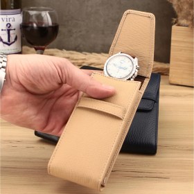 Resim Onywatch Gerçek Deri Saat Kutusu Saat Kesesi Saat Saklama Kutusu 