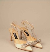 Resim Seç 606 Taş Detayli Saten Topuklu Ayakkabi (9,5Cm) Bal Saten 