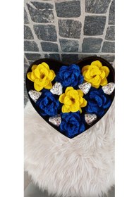 Resim Solmayan Gül- Fenerbahçe Taraftar Gül & Çikolata Sarı - Lacivert 