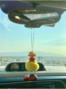 Resim S&E TASARIM Otomobil Dikiz Süsü Dikiz Aynası Süsü Ördek Kulaklıklı Sarı Mini Ponponlu Oto Kolye 