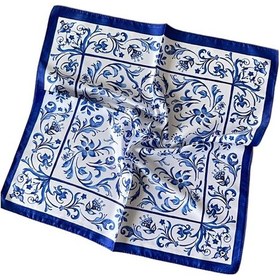 Resim Saten Bandana Saten Fular Saten Çanta Aksesuarı Özel Desen Bandana 45x50 Cm Beyaz - Kırmızı - Siyah 