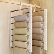 Resim 1 adet Paslanmaz Çelik Kot Askısı, Diz Altı ve Geniş Bacaklı Pantolonlar için Katlanabilir Tasarım - Yerden Tasarruf Sağlayan Dolap Düzenleyici, Dayanıklı Metal Yapı, Pantolonlar ve Günlük Giyim için İdeal, Giysiler için Askılar 