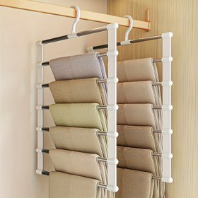 Resim 1 adet Paslanmaz Çelik Kot Askısı, Diz Altı ve Geniş Bacaklı Pantolonlar için Katlanabilir Tasarım - Yerden Tasarruf Sağlayan Dolap Düzenleyici, Dayanıklı Metal Yapı, Pantolonlar ve Günlük Giyim için İdeal, Giysiler için Askılar 