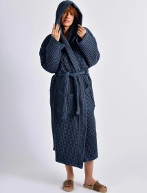 Resim Lacivert Waffle Gofre Bornoz Çok Renkli 