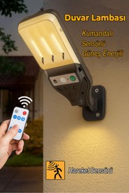 Resim Badem10 Duvar Lambası Aplik Hareket Sensörlü Kumandalı Plastik Sokak Bahçe İç Dış Aydınlatma Armatürü IP54 