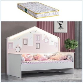 Resim Setaymobilya Montessori, City Montessori Yatak Ledli - Pembe + 1 Comfort Yatak 