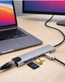Resim Cosmotex 8 Port Type C Hub Usb Hdmı Rj45 Sd Tf Kart Okuyucu Çoklayıcı 