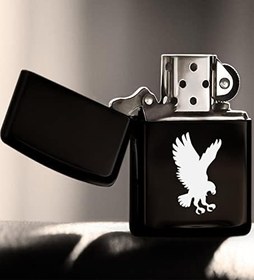 Resim BK Gift Kartal Tasarımlı Siyah Benzinli Metal Çakmak 