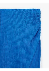 Resim Koton Bürümcük Kumaş Drape Detaylı Dokulu Midi Kobalt Mavi Kalem Etek Mavi 6sak10005uk 