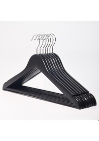 Resim Ahşap Askı Elbise Ceket Pantolon Askısı Siyah Renk 10 Adet Siyah 