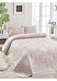 Resim Kapitone Yatak Örtüsü Seti Tek Kişilik Kraliçe Vizon 