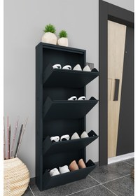 Resim Formood 4'lü Metal Ayakkabılık Antrasit 