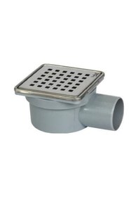 Resim Krom Yer Süzgeci Klapeli 10 X 10 Cm Ø 50 Paslanmaz Çerçeve Yandan Çıkış Yer Sifonu Beyco 