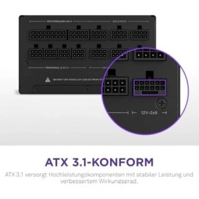 Resim Nzxt C1200 1200W 80 Atx 3.1 Tam Modüler Siyah Güç Kaynağı 