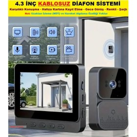 Resim 4.3 Inç Görüntülü Kapı Zili Akıllı Kamera Kablosuz Gece Görüşlü Diafon Sistemi 