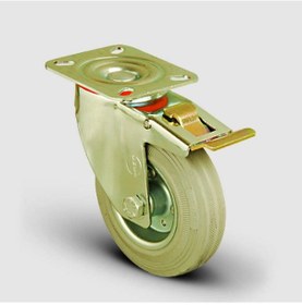 Resim EM01SPRg125F Döner Tablalı Frenli Gri Kauçuk Tekerlek Çap:125 