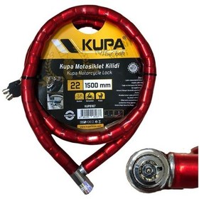 Resim Kupa Vinil Kaplı Çelik Kablolu Esnek Motosiklet Kilidi - 22 Mm - 150 Cm. 