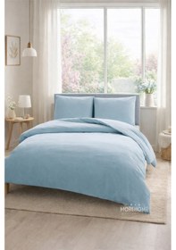 Resim More Home Tek Kişilik Yorgan Kılıfı + Yastık Kılıfı Mavi 