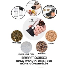Resim 1 Adet Seramik Bıçaklı Tuz, Karabiber, Baharat Değirmeni, Tuz Öğütücü Değirmen Beyaz - Siyah 