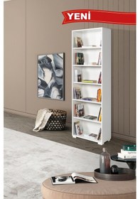 Resim 8124 Evm Kitaplık , 6 Bölmeli , 5 Raflı , Beyaz , Ofis , Çalışma Odası , Salon Beyaz 