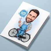 Resim Bisiklet Tamircisi Erkek Karikatürlü Tebrik Kartı 