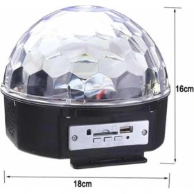 Resim Calperia Disko Topu Renkli Işıklı Lazer Parti Bluetooth Bağlantılı LED Küre 