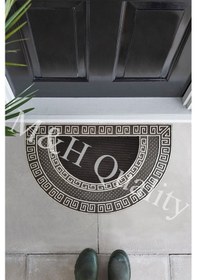 Resim Dış Kapı Önü Paspası Ovalgümüş Renk Kaymaz Taban Gümüş 