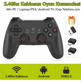 Resim 2.4g Kablosuz Oyun Kolu Pilli Pc Ps3 Android Tv & Telefon Uyumlu Tak Çalıştır 