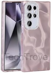 Resim Samsung Galaxy S23 Ultra Kılıf Airbagli Parlak Taş Detay Tasarımlı Şık Görünümlü Kapak Pembe 