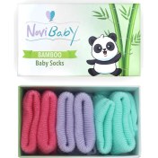 Resim Novibaby 3'lü Bambu Yenidoğan Bebek Çorabı I Purple Candy I 0-6 Ay 