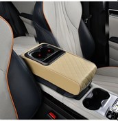 Resim Xuweiwei Beige Color Faux Leather Merkez Konsol Yastigi Dirsek Dayama Bardaklik Depolama Kutusu 