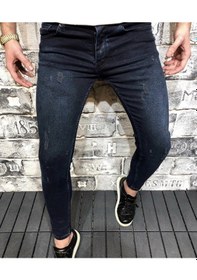Resim Skinny Fit Erkek Kot Jean Pantolon Likralı Bilek Kalıp 
