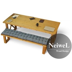 Resim Neiwel Niel Doğal Ahşap Banklı Toplantı Masasıı x 80 x 240 Açık Ceviz 