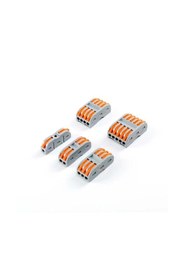 Resim Meon Robotik Otomasyon PCT-223 3-Giriş 3-Çıkış Kablo Birleştirici Klemens-Mandallı Vidasız Buat Terminali 32A 