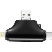 Resim Type-C Lightning Micro USB Telefonlar Için Sd Kart Okuyucu Flash Disk Adaptör AL2743 Siyah 