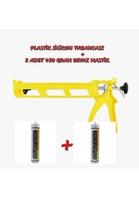 Resim 2 Adet 450 Gram Beyaz Mastik + Plastik Silikon Tabancası 