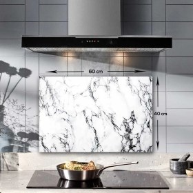 Resim Decorita Beyaz Mermer Görünümlü | Cam Ocak Arkası Koruyucu | 40CM x 60CM 