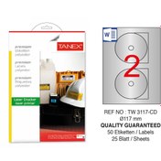 Resim Tanex Tw-3117 117mm Gümüş Lazer Etiket 50 Li 