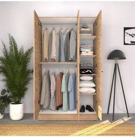 Resim Trendline 3 Kapaklı Aynalı Gardırop-florida Meşe 120x207x53 Cm 