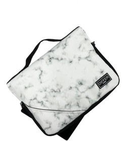 Resim Differ Studio 10'' & 11'' Inç Beyaz Mermer Desenli Siyah Ipad/tablet Çantası/kılıfı 