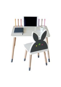 Resim Liva Ahşap Çocuk Aktivite 1 Masa 1 Sandalye Takımı 2-6 Yaş - Tablet, Kalemlik Yeri, Yaz Sil Özellikli Yüzey Beyaz 